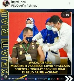 Kajati Riau Menghimbau Masyarakat Jangan Takut di Vaksin Sinovac 
